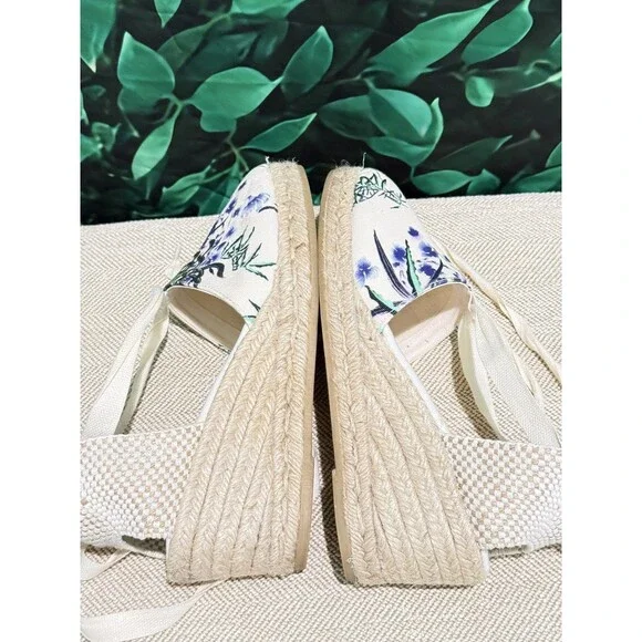 GAIMO Ankle Tie Wedge Espadrille Floral  EU 40 US 9 Made in Spain - Picture 4 of 6